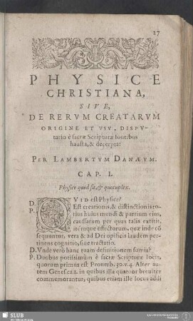 Cap. I. Physice quid sit, & quotuplex
