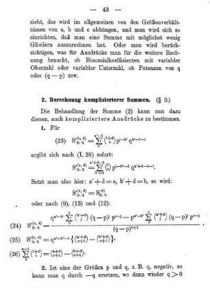 2. Berechnung komplizierterer Summen. (§9)