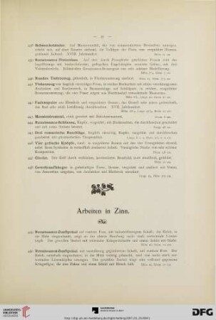 Arbeiten in Zinn, Arbeiten in Eisen und Stahl (Nr. 449-482)