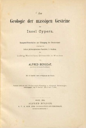 Zur Geologie der massigen Gesteine der Insel Cypern