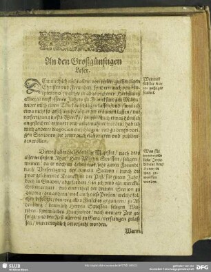 An den Großgünstigen Leser