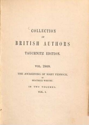 The awakening of Mary Fenwick : a novel ; in 2 vol., 1