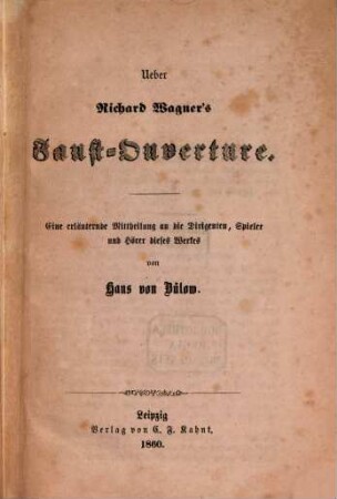 Über Richard Wagner's Faust-Ouvertüre