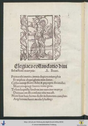 Elegiaca collaudatio divi Sebastiani martyris