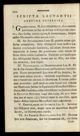 Scripta Lactantii Genuina Deperdita