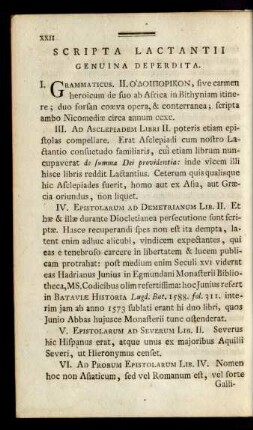 Scripta Lactantii Genuina Deperdita