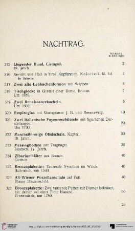 Nachtrag (Nr. 315-350)