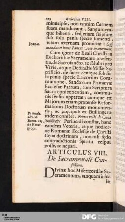 Articulus VIII. De Sacramentali Confessione.