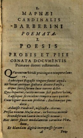 Maphaei S. R. E. Card. Nvnc Vrbani Papae VIII. Poemata