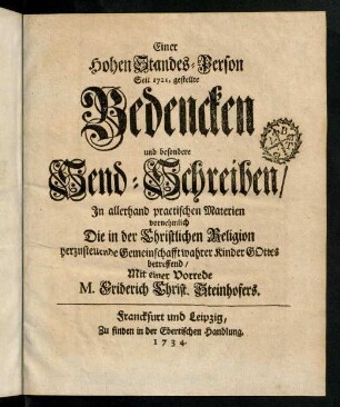 1-66, Einer hohen Standes-Person Bedencken ...