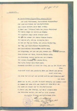 An Deutschlands Heldensöhne, unsere Retter