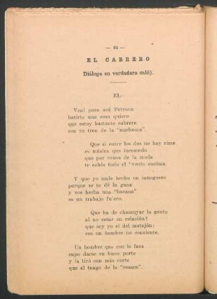 El cabrero : Diálogo en verdadero caló