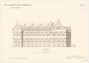 Chirurgische Klinik der Philipps-Universität Marburg: Rechtes Krankengebäude: Aufriss Vorderansicht 1:100