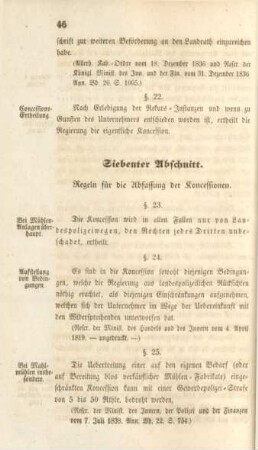 Siebenter Abschnitt. Regeln für die Abfassung der Koncessionen