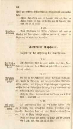 Siebenter Abschnitt. Regeln für die Abfassung der Koncessionen