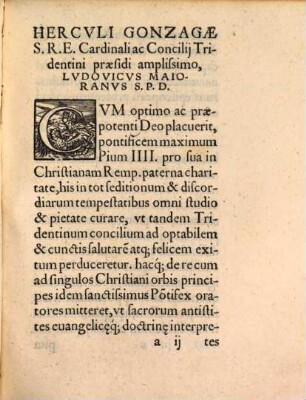 Oratio Ludovici Maiorani Gravinatis, Congregationis Lateranensis Canonici, ad patres in Concilio Tridentino ...