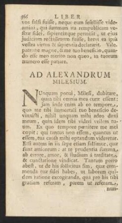Ad Alexandrum Milesium.