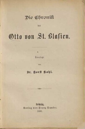 Die Chronik des Otto von St. Blasien