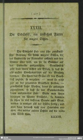 XXXII. Die Erdäpfel, ein trefliches Futter für magere Ochsen