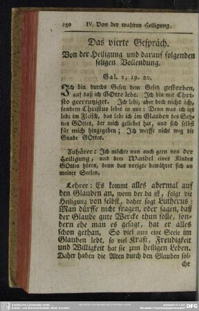 Das vierte Gespräch. Von der Heiligung un darauf folgenden seligen Vollendung