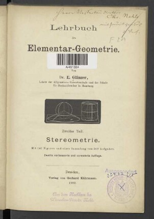Teil 2: Stereometrie : mit 142 Figuren und einer Sammlung von 260 Aufgaben