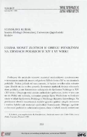 3/4: Udział monet złotych w obiegu pieniężnym na ziemiach polskich w XIV i XV wieku