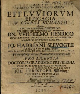 Dissertatio Inavgvralis Medica De Efflvviorvm Efficacia In Corpus Humanum
