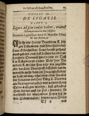Titulus IX. De Legatis.