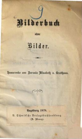 Bilderbuch ohne Bilder : Humoreske