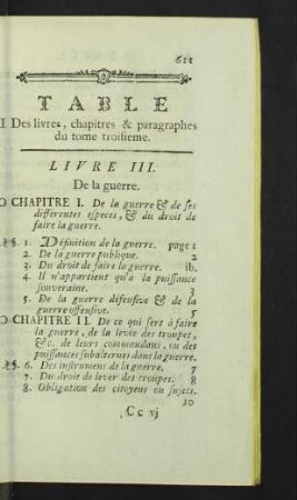 Table des livres, chapitres & paragraphes du tome troisieme. / Livre IV.
