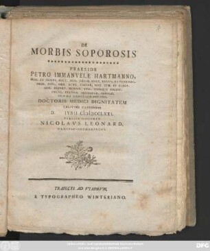 De Morbis Soporosis