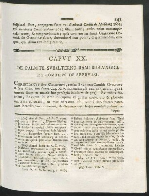 Caput XX. De Palmite Subalterno Rami Billungici. De Comitibus De Seeburg