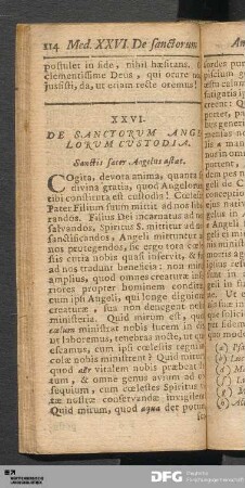XXVI. De Sanctorum Angelorum Custodia.