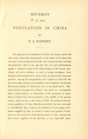 Movement of the population in China by P. S. Popoff
