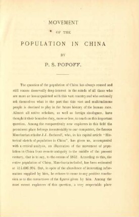 Movement of the population in China by P. S. Popoff