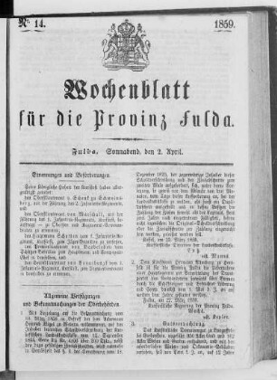 Nr. 14, Ausgabe vom 2. April 1859