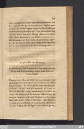 104te Bemerkung. Erschütterung des Körpers und besonders des Gehirns und Rückenmarkes durch einen Fall zuwegegebracht.
