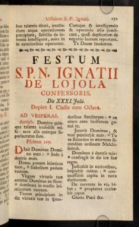 191-215, Festum S. P. N. Ignatii De Lojola ...