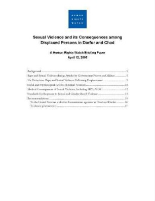 Sexual violence and its consequences among displaced persons in Darfur and Chad