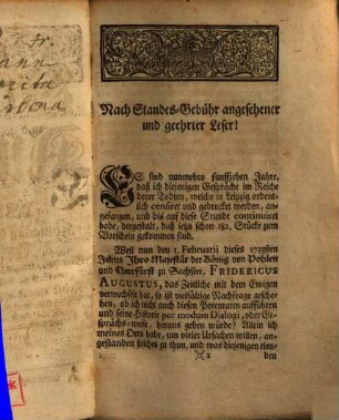 Das glorwürdigste Leben und Thaten Friedrich Augusti, des Großen, Königs in Pohlen und Chur-Fürstens zu Sachsen ...