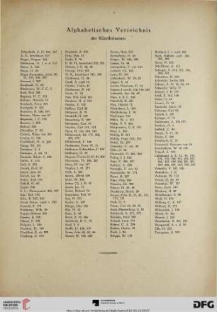 Alphabetisches Verzeichnis der Künstlernamen