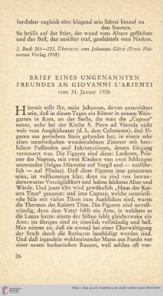 Brief eines unbekannten Freundes an Giovanni L´Arienti