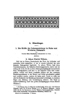 Die Kräfte der Lebenserziehung in Falks und Wicherns Pädagogik : 2. Johann Hinrich Wichern ; (Schluß)