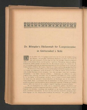 Dr. Römpler's Heilanstalt für Lungenkranke in Görbersdorf i. Schl.
