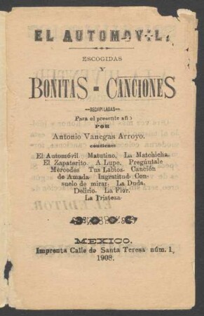 El automóvil : escogidas y bonitas canciones