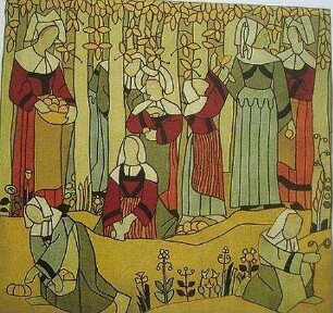 Wandbehang "Bretonische Frauen, Äpfel pflückend"