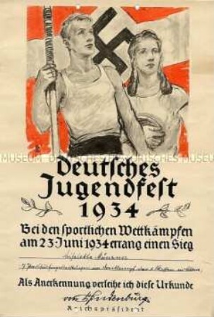 Urkunde des Deutschen Jugendsportfestes 1934