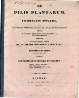De pilis plantarum