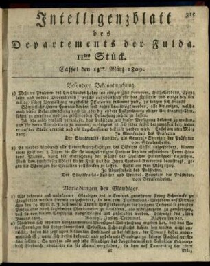 11tes Stueck, den 13ten Maerz 1809