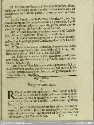 Disp. XXVII. De Regeneratione